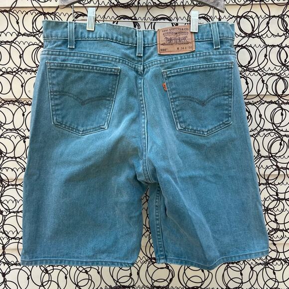 Vintage Levi’s 550 gray green orange tab jean shorts Size 34 - Picture 1 of 7